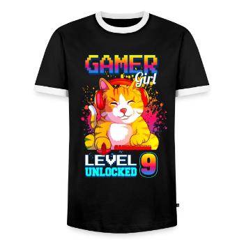 gamer girl 9ème anniversaire jeux vidéo de jeu - T-shirt contrasté Homme - noir/blanc - Devant - AI Model Female 172 light (172cm) & AI Model Male 178 light (178cm)