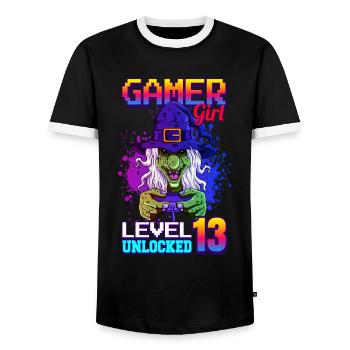 gamer girl 13ème anniversaire jeux vidéo de jeu - T-shirt contrasté Homme - noir/blanc - Devant - AI Model Female 172 light (172cm) & AI Model Male 178 light (178cm)