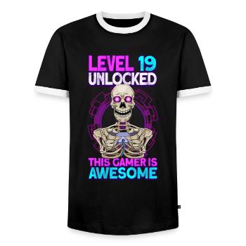 jeu de joueur 19ème anniversaire jeux vidéo de jeu - T-shirt contrasté Homme - noir/blanc - Devant - AI Model Female 172 light (172cm) & AI Model Male 178 light (178cm)