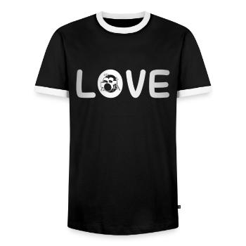 Drums Love - Men's Ringer Shirt - black/white - Front - AI Model Female 172 light (172cm) & AI Model Male 178 light (178cm)