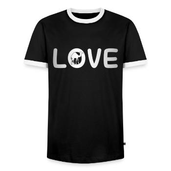 Dromedary Love - Men's Ringer Shirt - black/white - Front - AI Model Female 172 light (172cm) & AI Model Male 178 light (178cm)