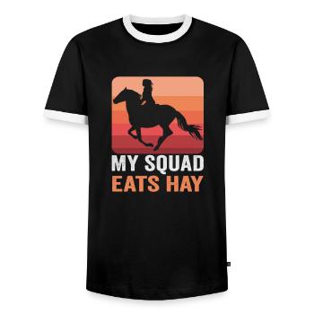 Design équestre et équestre pour les amoureux des chevaux - T-shirt contrasté Homme - noir/blanc - Devant - AI Model Female 172 light (172cm) & AI Model Male 178 light (178cm)