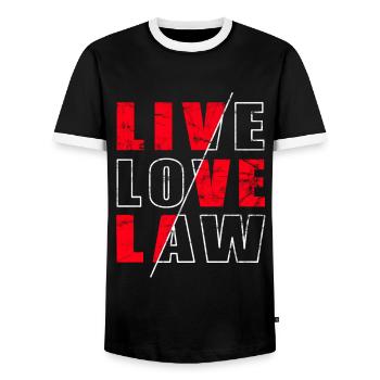 Lawyer Costume - Funny Law Student - Men's Ringer Shirt - black/white - Front - AI Model Female 172 light (172cm) & AI Model Male 178 light (178cm)