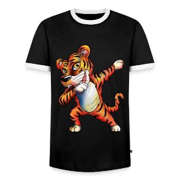 Jahr des Tigers Asiatischer Tiger Fan Outfit Kids - Männer Kontrast-T-Shirt - Schwarz/Weiß - Vorne - AI Model Female 172 light (172cm) & AI Model Male 178 light (178cm)