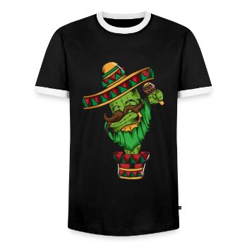 Maracas Mexique Désert Cactus Poncho Cinco de Mayo - T-shirt contrasté Homme - noir/blanc - Devant - AI Model Female 172 light (172cm) & AI Model Male 178 light (178cm)