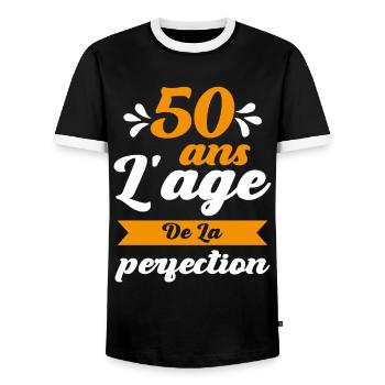 50 Ans Anniversaire 50 ans l'age de la perfection - T-shirt contrasté Homme - noir/blanc - Devant - AI Model Female 172 light (172cm) & AI Model Male 178 light (178cm)