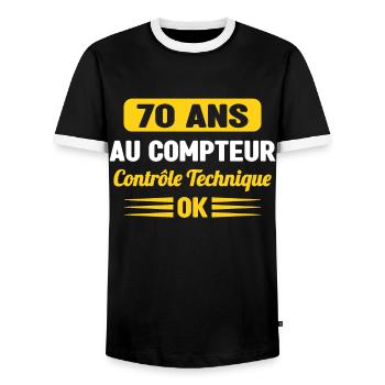 70 Ans Au Compteur Humour 70eme Anniversaire - T-shirt contrasté Homme - noir/blanc - Devant - AI Model Female 172 light (172cm) & AI Model Male 178 light (178cm)