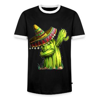 Vacances Mexique Cinco de Mayo Cactus Costume Dab - T-shirt contrasté Homme - noir/blanc - Devant - AI Model Female 172 light (172cm) & AI Model Male 178 light (178cm)
