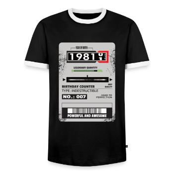 Drehstromzähler Geburtstag 1981 Geschenk - Männer Kontrast-T-Shirt - Schwarz/Weiß - Vorne - AI Model Female 172 light (172cm) & AI Model Male 178 light (178cm)