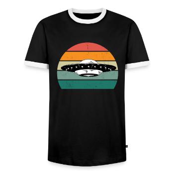 Aliens Alien Space Space Flying UFOs UFO - Men's Ringer Shirt - black/white - Front - AI Model Female 172 light (172cm) & AI Model Male 178 light (178cm)