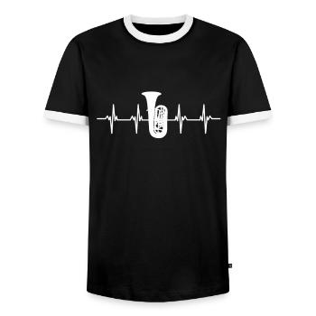 Tuba player Tuba player brass instrument tuba - Men's Ringer Shirt - black/white - Front - AI Model Female 172 light (172cm) & AI Model Male 178 light (178cm)