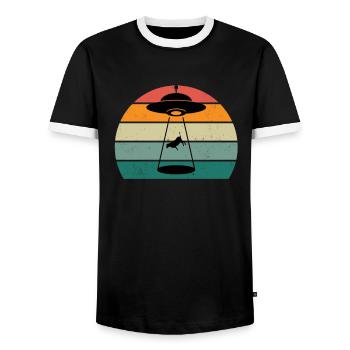 Aliens Alien Space Space Flying UFOs UFO - Men's Ringer Shirt - black/white - Front - AI Model Female 172 light (172cm) & AI Model Male 178 light (178cm)