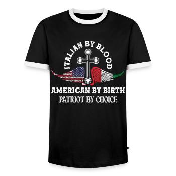 Amerikaner Italienisches Blut Geburt Geschenk - Männer Kontrast-T-Shirt - Schwarz/Weiß - Vorne - AI Model Female 172 light (172cm) & AI Model Male 178 light (178cm)