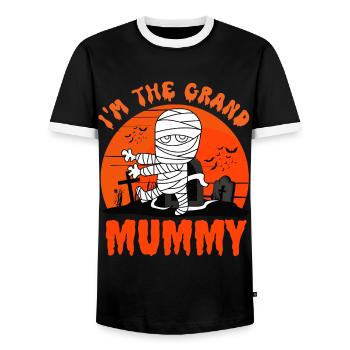 Im the grand mummy, funny grandma halloween - Men's Ringer Shirt - black/white - Front - AI Model Female 172 light (172cm) & AI Model Male 178 light (178cm)