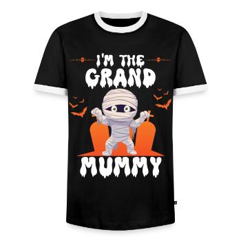 Im the grand mummy, funny grandma halloween - Men's Ringer Shirt - black/white - Front - AI Model Female 172 light (172cm) & AI Model Male 178 light (178cm)