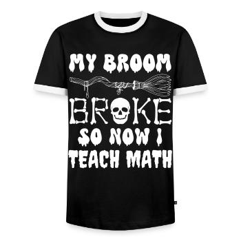 Mein Besen ist kaputt gegangen, also unterrichte ich jetzt Mathe, lustige Mathe - Männer Kontrast-T-Shirt - Schwarz/Weiß - Vorne - AI Model Female 172 light (172cm) & AI Model Male 178 light (178cm)