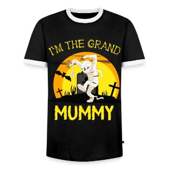 Im the grand mummy, funny grandma halloween - Men's Ringer Shirt - black/white - Front - AI Model Female 172 light (172cm) & AI Model Male 178 light (178cm)