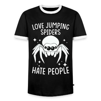 Jumping Spider Saying - Men's Ringer Shirt - black/white - Front - AI Model Female 172 light (172cm) & AI Model Male 178 light (178cm)