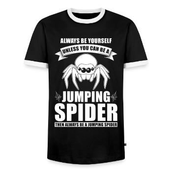 Jumping Spider Saying - Men's Ringer Shirt - black/white - Front - AI Model Female 172 light (172cm) & AI Model Male 178 light (178cm)