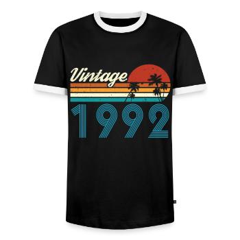 Vintage 1992 Vintage Geburtstag Retro Vintage - Männer Kontrast-T-Shirt - Schwarz/Weiß - Vorne - AI Model Female 172 light (172cm) & AI Model Male 178 light (178cm)
