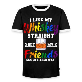 Whisky Straight Lgbtq Pride Transgenre Bi Gay - T-shirt contrasté Homme - noir/blanc - Devant - AI Model Female 172 light (172cm) & AI Model Male 178 light (178cm)