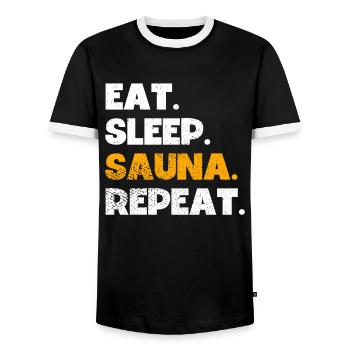 Sauna - Männer Kontrast-T-Shirt - Schwarz/Weiß - Vorne - AI Model Female 172 light (172cm) & AI Model Male 178 light (178cm)
