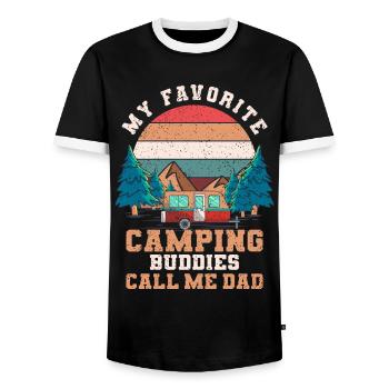 Camping Familie Camp Zelten Wohnwagen Wohnmobil - Männer Kontrast-T-Shirt - Schwarz/Weiß - Vorne - AI Model Female 172 light (172cm) & AI Model Male 178 light (178cm)