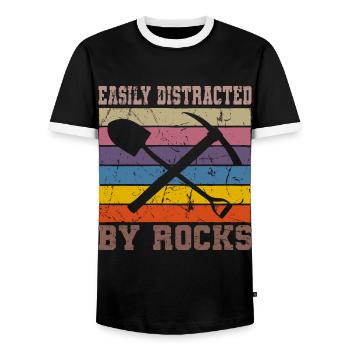 Vintage Retro Geologist Crystal Stone Collector - Men's Ringer Shirt - black/white - Front - AI Model Female 172 light (172cm) & AI Model Male 178 light (178cm)