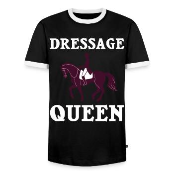 Dressur Reiten Pferd Training Dressurreiten - Männer Kontrast-T-Shirt - Schwarz/Weiß - Vorne - AI Model Female 172 light (172cm) & AI Model Male 178 light (178cm)