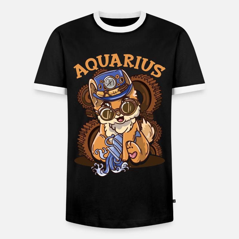 Sternzeichen Wassermann Astrologie Katze - Männer Kontrast-T-Shirt - Schwarz/Weiß