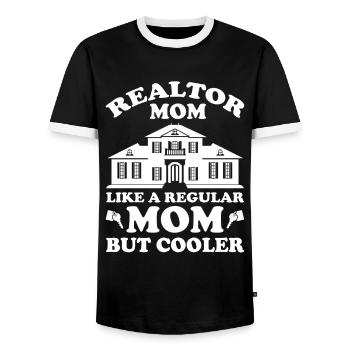 Immobilienmakler Makler Beruf Immobilien - Männer Kontrast-T-Shirt - Schwarz/Weiß - Vorne - AI Model Female 172 light (172cm) & AI Model Male 178 light (178cm)