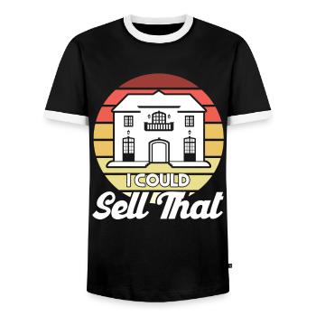 Real Estate Agent Broker Profession Real Estate - Men's Ringer Shirt - black/white - Front - AI Model Female 172 light (172cm) & AI Model Male 178 light (178cm)