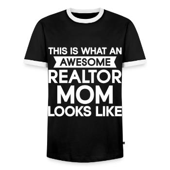 Real Estate Agent Broker Profession Real Estate - Men's Ringer Shirt - black/white - Front - AI Model Female 172 light (172cm) & AI Model Male 178 light (178cm)