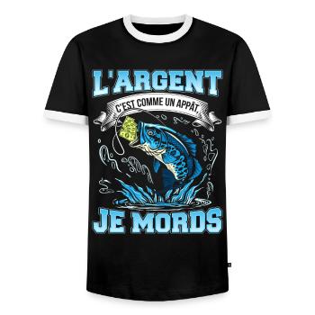 L'argent c'est comme un appât je mords-NeedyMinset - T-shirt contrasté Homme - noir/blanc - Devant - AI Model Female 172 light (172cm) & AI Model Male 178 light (178cm)