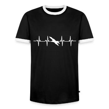 birds flying glide air feather feathers flight bird - Men's Ringer Shirt - black/white - Front - AI Model Female 172 light (172cm) & AI Model Male 178 light (178cm)
