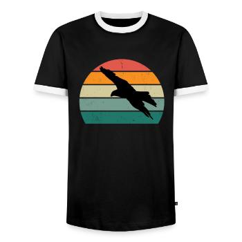 oiseaux volant planer air plumes plumes vol oiseau - T-shirt contrasté Homme - noir/blanc - Devant - AI Model Female 172 light (172cm) & AI Model Male 178 light (178cm)