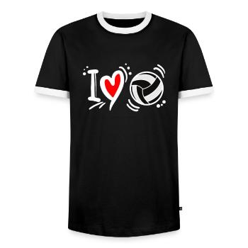 Volleyball Player Schmetterball Volley Volleyball - Men's Ringer Shirt - black/white - Front - AI Model Female 172 light (172cm) & AI Model Male 178 light (178cm)