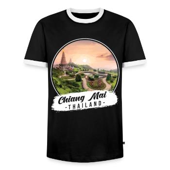 Chiang Mai Thailand Andenken - Männer Kontrast-T-Shirt - Schwarz/Weiß - Vorne - AI Model Female 172 light (172cm) & AI Model Male 178 light (178cm)