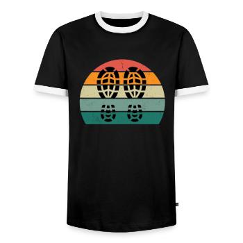 Hikers Hiker Mountains Mountain Valley Valleys Hiking - Men's Ringer Shirt - black/white - Front - AI Model Female 172 light (172cm) & AI Model Male 178 light (178cm)