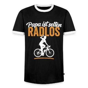 Papa ist selten radlos Biker Radfahrer Vater Shirt - Männer Kontrast-T-Shirt - Schwarz/Weiß - Vorne - AI Model Female 172 light (172cm) & AI Model Male 178 light (178cm)