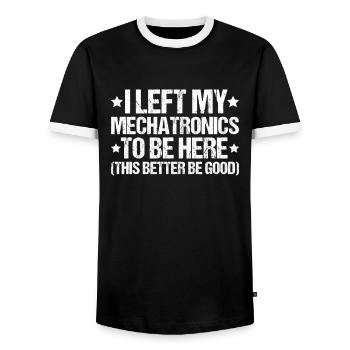 Mechatroniker Mechatronik Ingénieur mécatronique - T-shirt contrasté Homme - noir/blanc - Devant - AI Model Female 172 light (172cm) & AI Model Male 178 light (178cm)