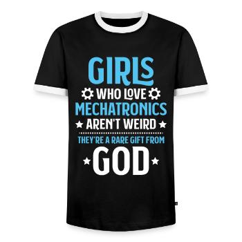 Mechatroniker Mechatronik Ingénieur mécatronique - T-shirt contrasté Homme - noir/blanc - Devant - AI Model Female 172 light (172cm) & AI Model Male 178 light (178cm)