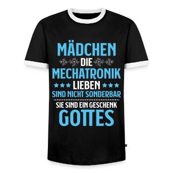 Mechatroniker Mechatronik Mechatronics Engineer - Männer Kontrast-T-Shirt - Schwarz/Weiß - Vorne - AI Model Female 172 light (172cm) & AI Model Male 178 light (178cm)