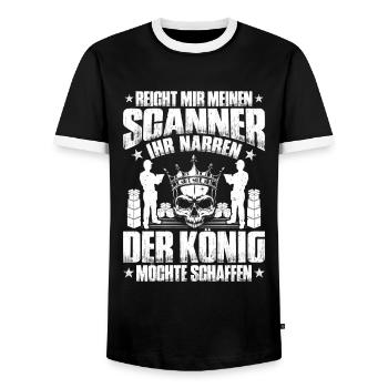 Fachkraft für Lagerlogistik Warehouse Worker Lager - Männer Kontrast-T-Shirt - Schwarz/Weiß - Vorne - AI Model Female 172 light (172cm) & AI Model Male 178 light (178cm)