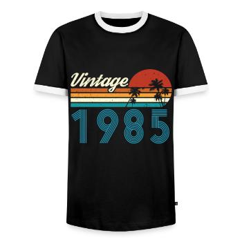 Vintage 1985 Vintage Geburtstag Retro Vintage - Männer Kontrast-T-Shirt - Schwarz/Weiß - Vorne - AI Model Female 172 light (172cm) & AI Model Male 178 light (178cm)