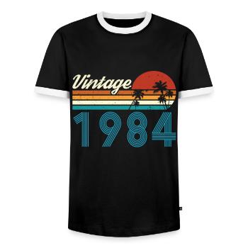 Vintage 1984 Vintage Birthday Retro Vintage - Men's Ringer Shirt - black/white - Front - AI Model Female 172 light (172cm) & AI Model Male 178 light (178cm)