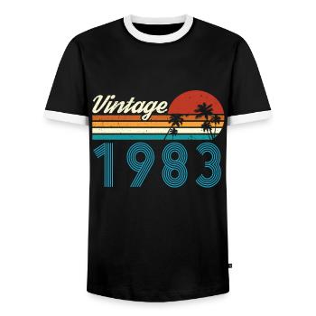 Vintage 1983 Vintage Birthday Retro Vintage - Men's Ringer Shirt - black/white - Front - AI Model Female 172 light (172cm) & AI Model Male 178 light (178cm)