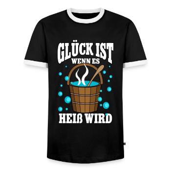 Sauna - Männer Kontrast-T-Shirt - Schwarz/Weiß - Vorne - AI Model Female 172 light (172cm) & AI Model Male 178 light (178cm)