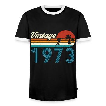 Vintage 1973 Vintage Birthday Retro Vintage - Men's Ringer Shirt - black/white - Front - AI Model Female 172 light (172cm) & AI Model Male 178 light (178cm)