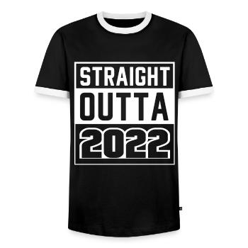 Straight Outta 2022 Anniversaire 2022 Né 2022 - T-shirt contrasté Homme - noir/blanc - Devant - AI Model Female 172 light (172cm) & AI Model Male 178 light (178cm)